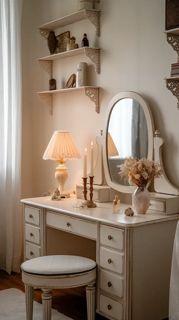 light academia bedroom vanity