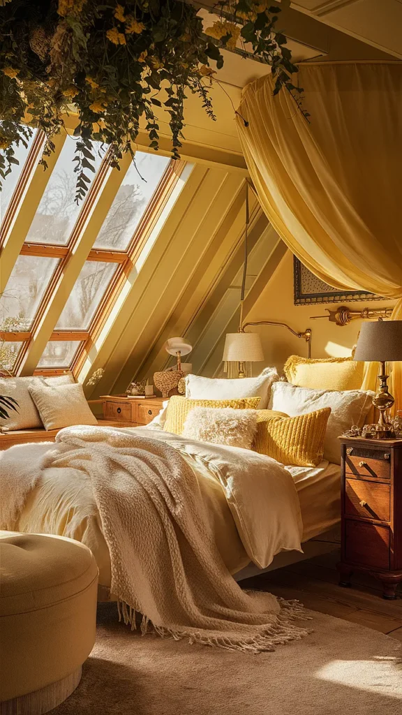 light academia bedroom yellow