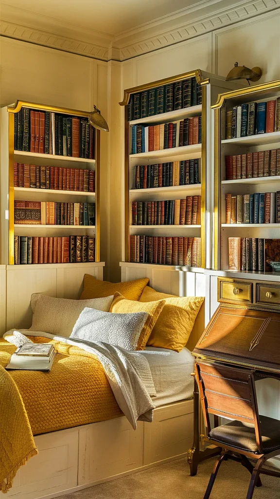 light academia bedroom yellow