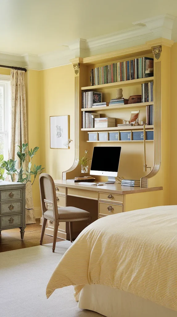 light academia bedroom yellow