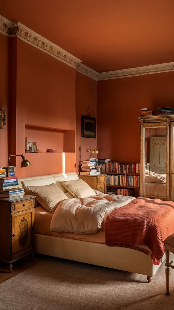 light academia orange bedroom