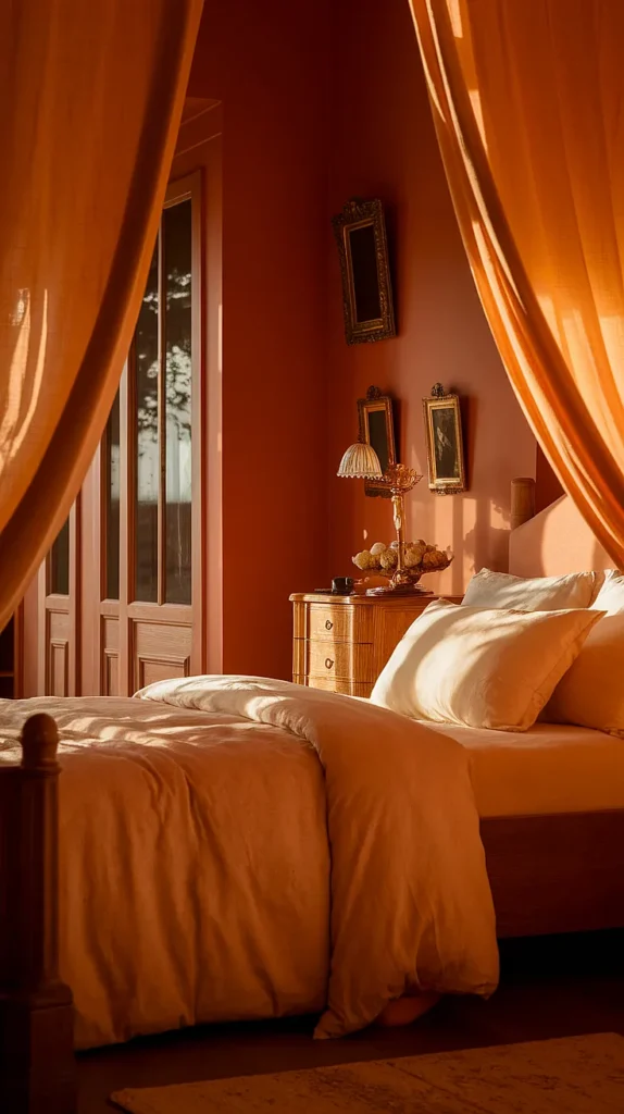 light academia orange bedroom