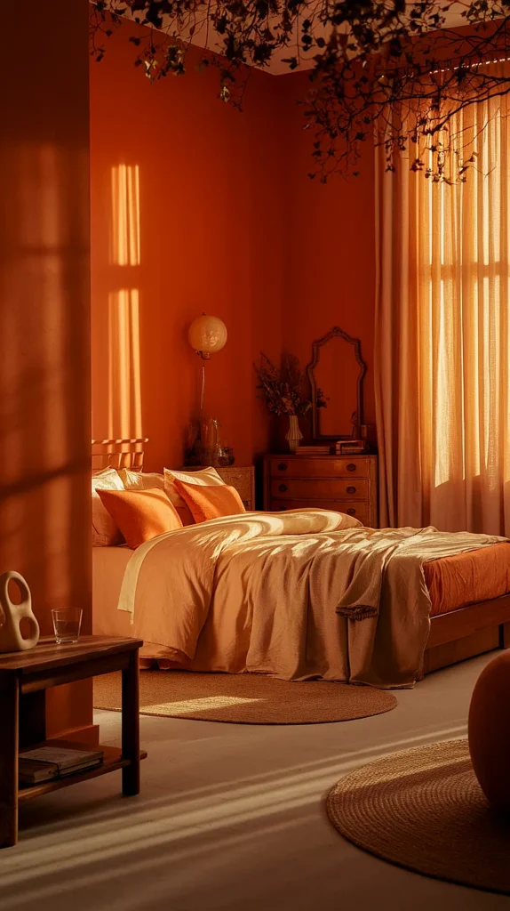 light academia orange bedroom