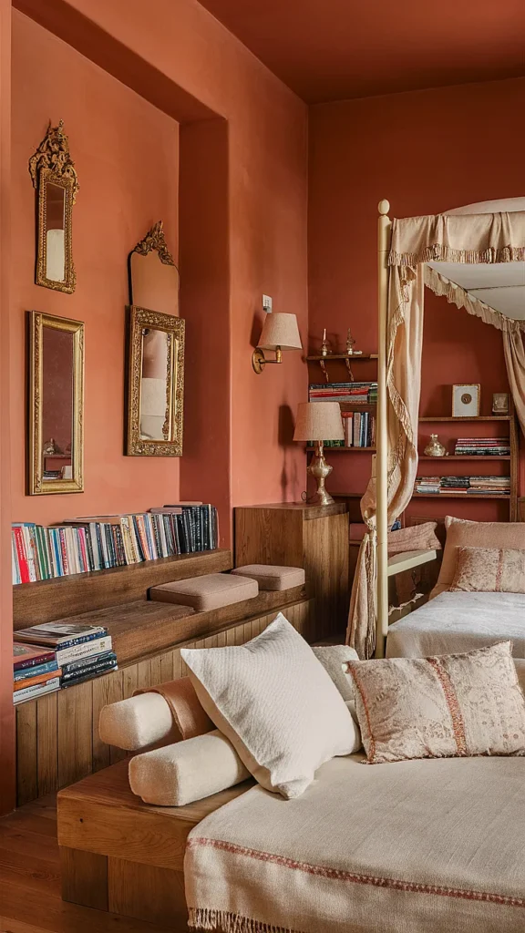 light academia orange bedroom