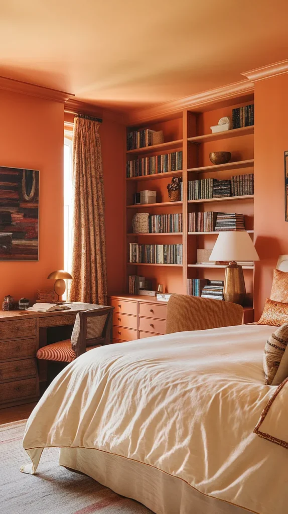 light academia orange bedroom