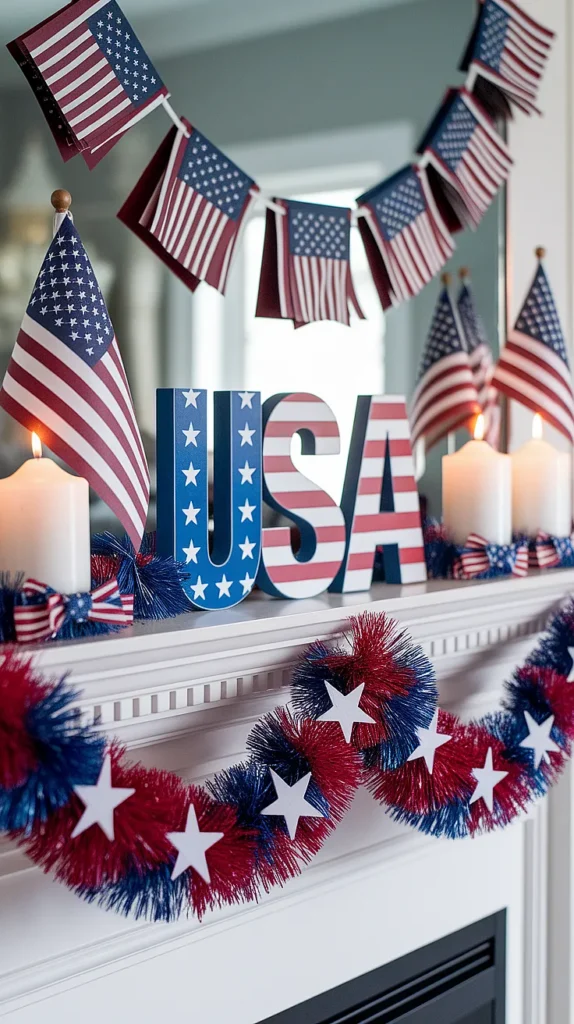 4th of july decorations mantle