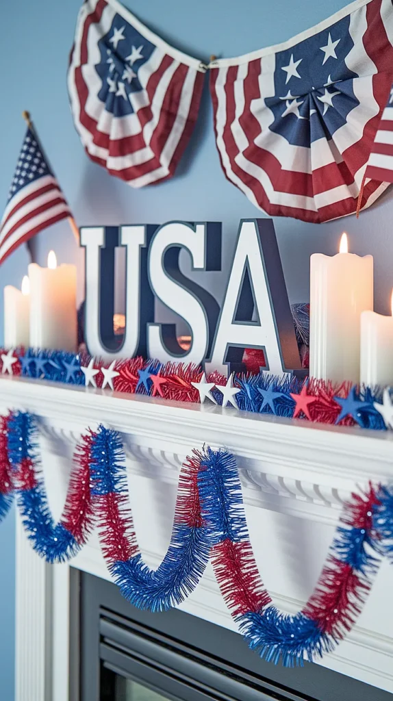 4th of july decorations mantle