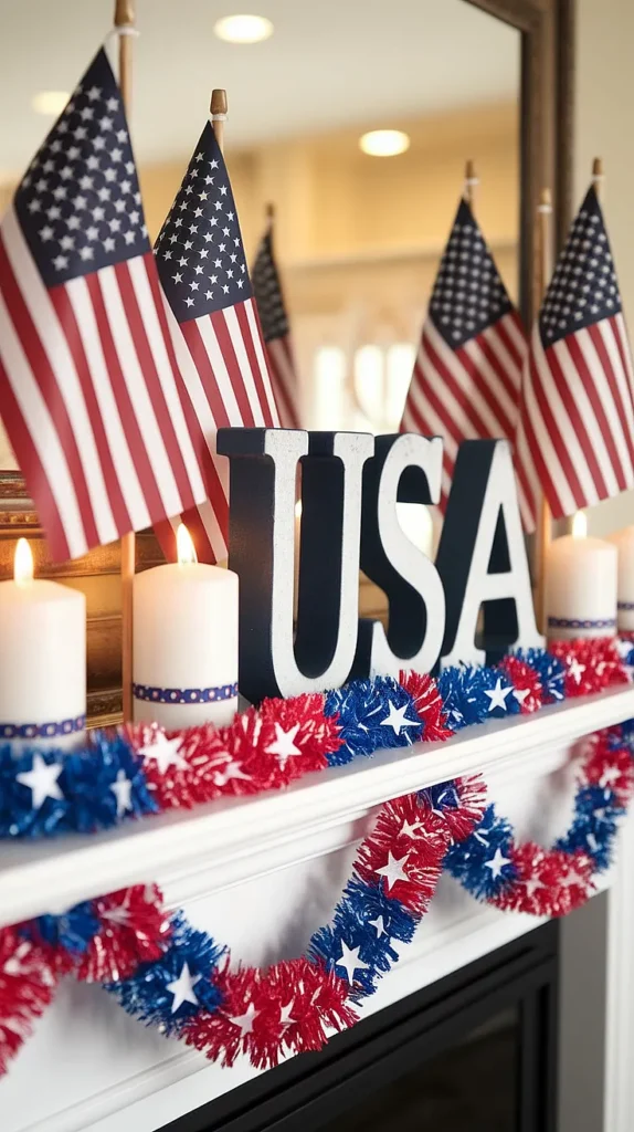 4th of july decorations mantle