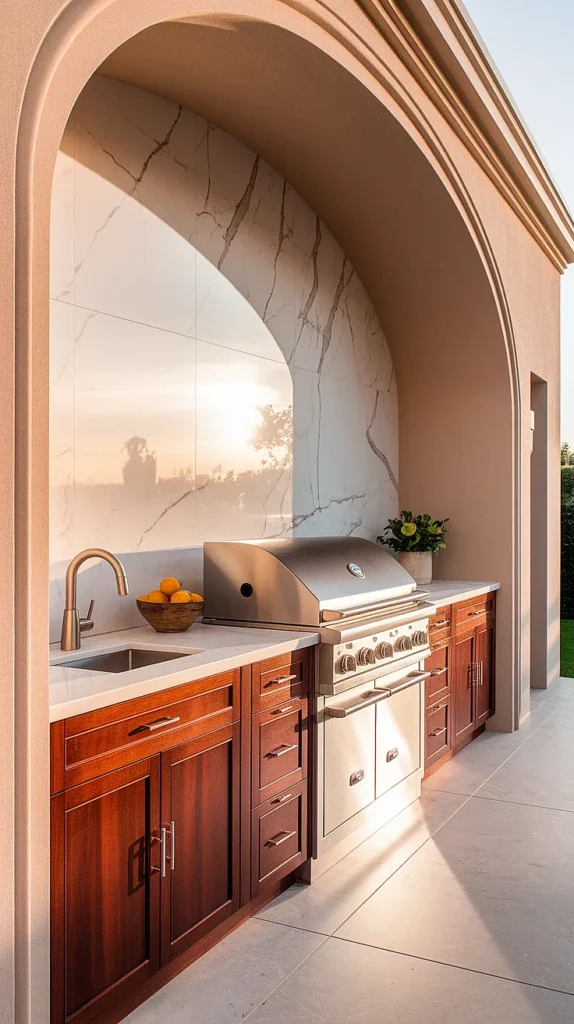 luxury outdoor kitchen marble