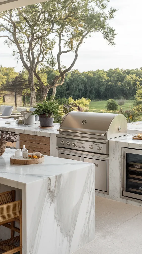 luxury outdoor kitchen marble
