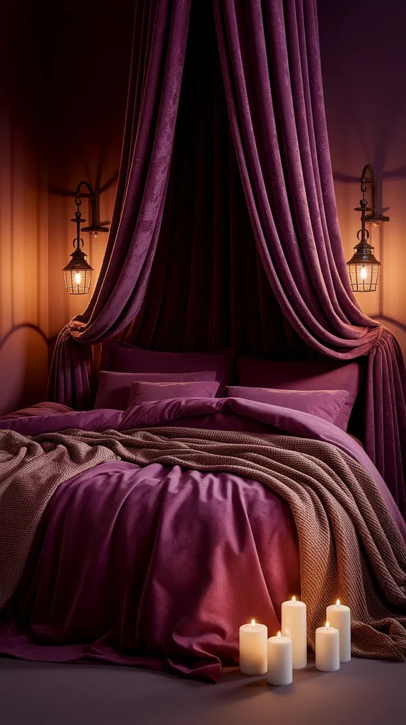 moody plum bedroom