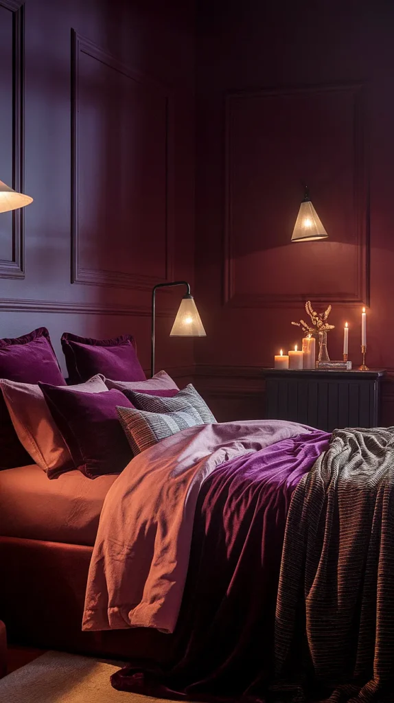 moody plum bedroom
