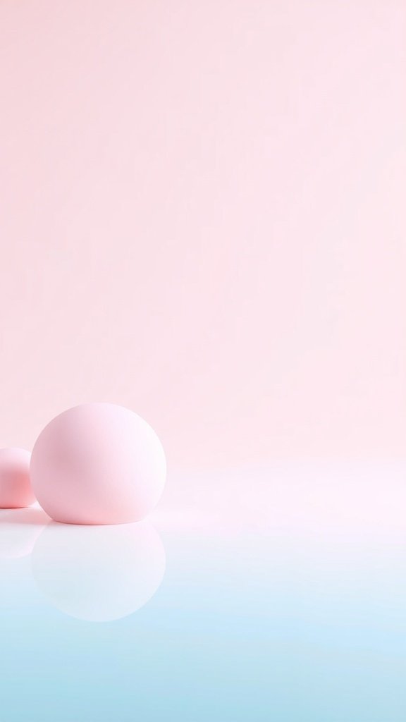 Pastel shades of pink and blue with geometric shapes resembling eggs. May Phone Wallpaper