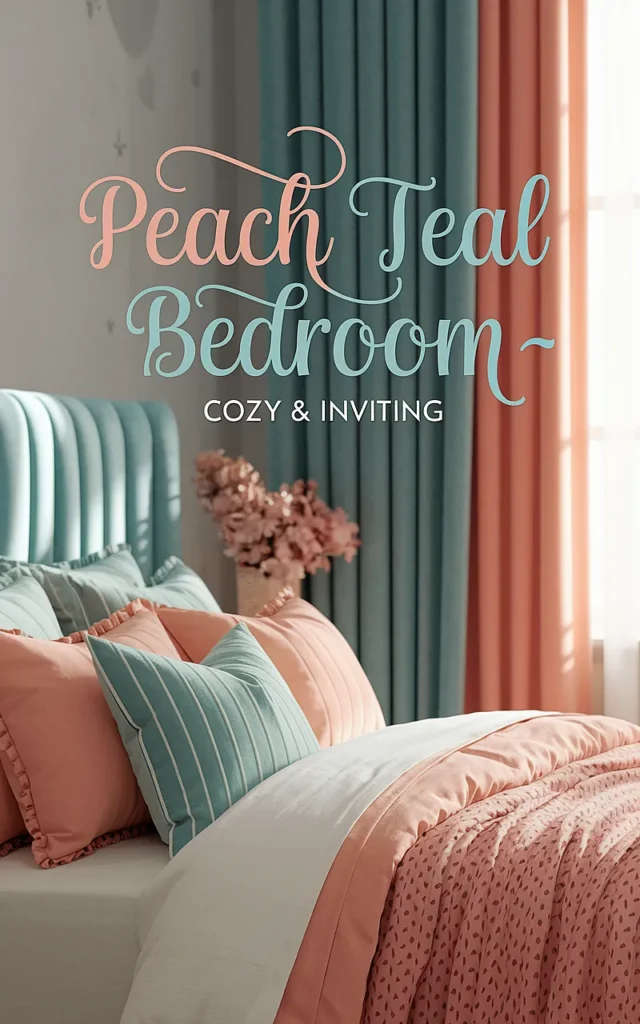 peach and teal bedroom