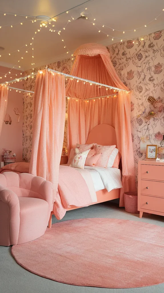 peach girls bedroom