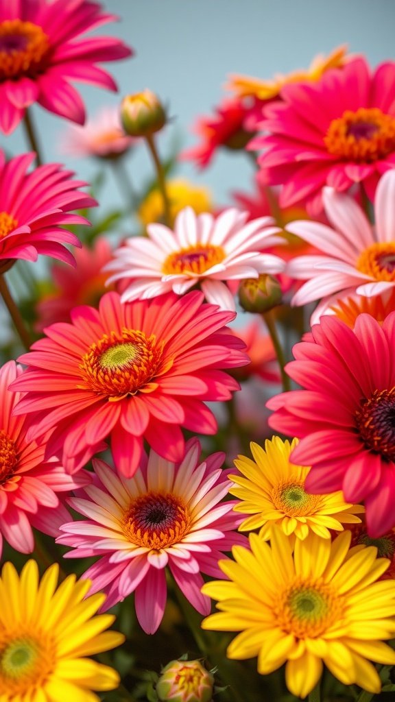 Vibrant floral pattern featuring pink and yellow flowers