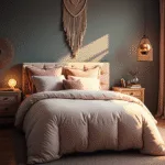A cinematic photo-realistic interior compilation showcasing five distinct bedroom styles in a magazine layout, including a dreamy soft-girl bedroom with blush pink accents, a moody boho space, a dark academia corner, a minimalist setup, and an indie grunge area, featuring dramatic lighting and hyperrealistic textures.